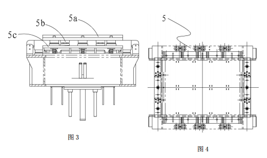 自保溫砌塊成型機結構中的上下升降雙料隔離系統結構主視圖